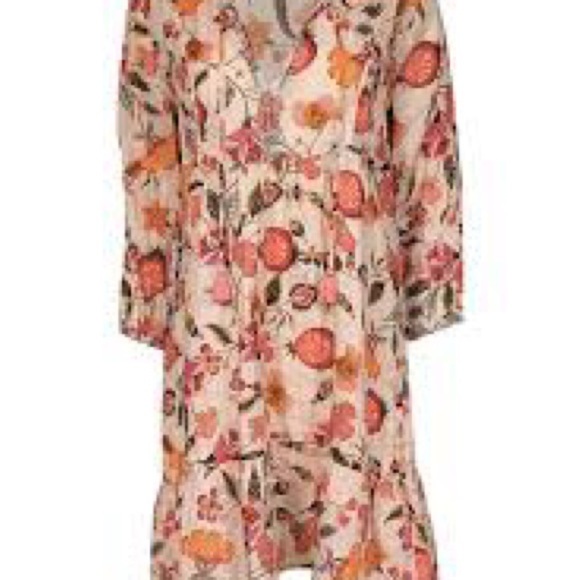 Johnny Was Workshop peach pink floral tiered summer dress - Picture 4 of 10